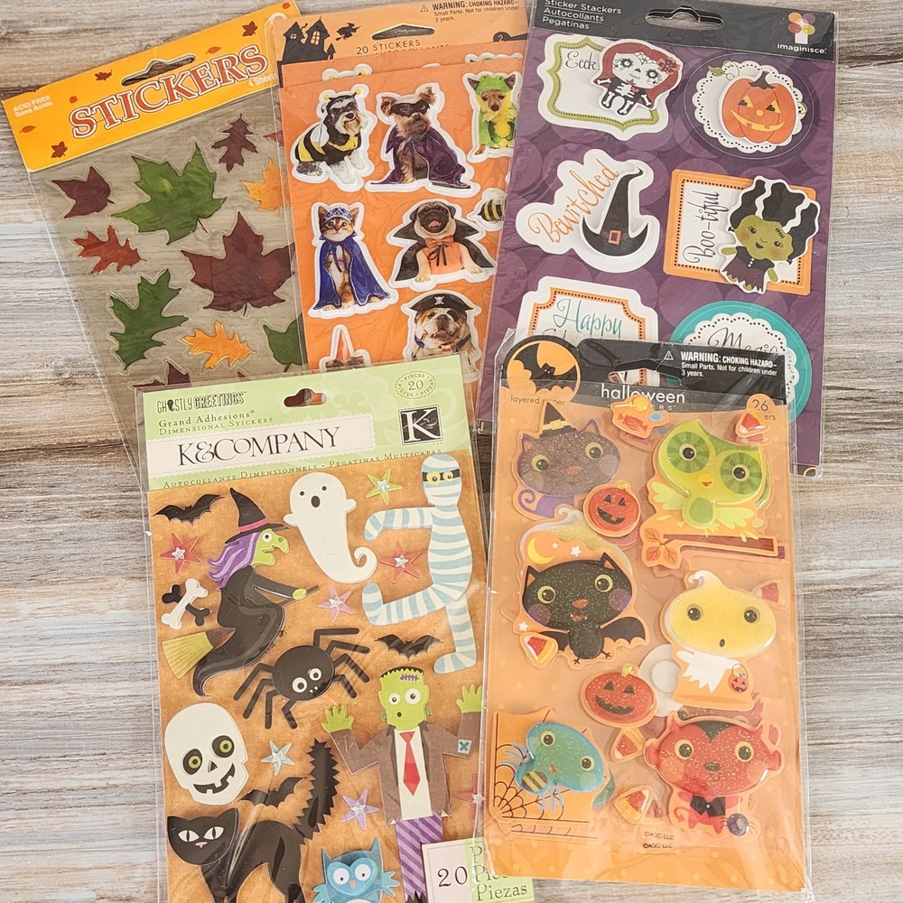 Halloween Fall Sticker Bundle K&Company Imaginisce Dimensional Layered Pets Leaf